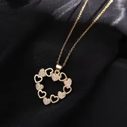 Chains Fashion Necklace Electroplating Hollow Pendant Sweater Chain Zircon Heart For Women