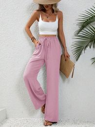 Women's Pants Spring/Summer Versatile Solid Sweeping Wide Leg Women Straight Pant Loose Fitting Casual Trousers Black