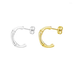 Stud Earrings Tiny Bamboo Design Hoop Stainless Steel Jewellery Elegant Luxury Style For Women Daily Party Ear Decor
