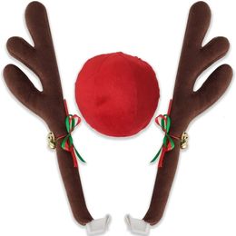 Christmas Decorations Xmas Car Reindeer Antlers Christmas Decorations for Car Window Roof-Top Grille Rudolph Reindeer Kit Year Decor 231201