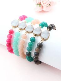 Strand Imitate Druzy Stone Beads Stretch Bracelet