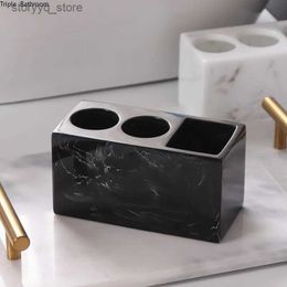 Toothbrush Holders 1pc Creative Marble Pattern Resin Multifunction Electric Toothbrush Rack Toothpaste Holder Bathroom Cleaning Brush Storage Box Q231202