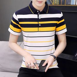 Men's T Shirts Classic Striped Polo Shirt Cotton Short Sleeve 2023 Summer Plus Oversize M-XXXXL