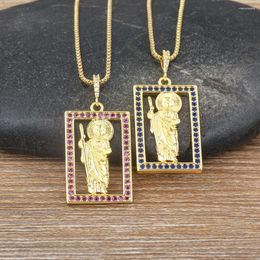 Pendant Necklaces Nidin Fashion Light Luxury Virgin Mary Necklace 4 Colours For Women Men Square Design Charm Female Religious Jewellery Gift