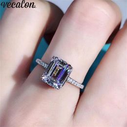 Vecalon Princess cut ring 925 Sterling Silver 2ct Diamond Engagement wedding band rings For women Statement Finger Jewelry Gift288Y