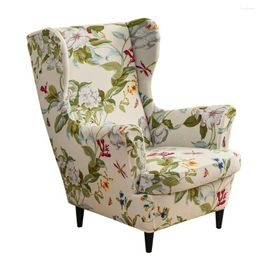 Chair Covers Old School Printed Wing Slipcovers Stretch Wingback Cover Spandex Fabric ArmchairCovers With Elastic Bottom