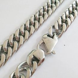 Chains Stainless Steel Cuban Link Chain Necklace For Male 15MM Wide Wholesale Silver Colour Men Jewellery