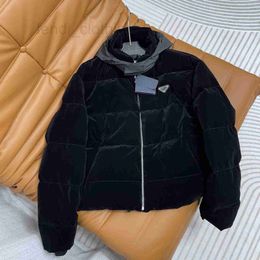 Women's Jackets designer brand 2023 Autumn/Winter New Down Suit Men's and Golden Velvet Coat Fashion Hooded B0RV
