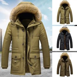 Men' Blends 7XL Oversized Coat Hooded Thicked Cotton Jacket For Men Windproof Warm Plush Collar Windbreaker Parka Clothing 231202