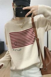 Women's Sweaters autumn and winter leisure 100 woolen sweater women's creative embroidery O neck Pullover loose fas 231201