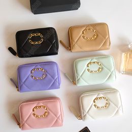 Fashion Designer Card Holder for Women Portable Coin Purses Wallets with Hangings Rhombus pattern Purse Crossbody 19 Bag with Box