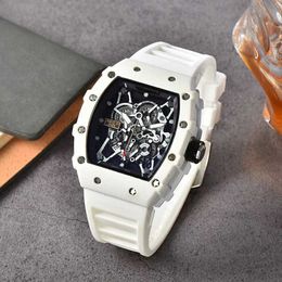 Luxury Rmmill Watch Hot selling barrel shaped hand olive oil with multiple surface hollowed out patterns trendy quartz calendar pointer watch AJ1A