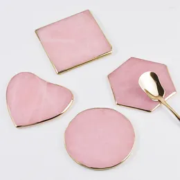 Table Mats Natural Rose Quartz Kitchen Accessories Non-slip Heat Resistant Wine Drink Coffee Tea Cup Pad Coasters For Home