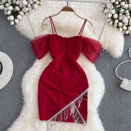 Casual Dresses Sexy Low-cut Hip-pack Dress Banquet Suspender 2023 Summer Fashion One-shoulder Off-the-shoulder Slim