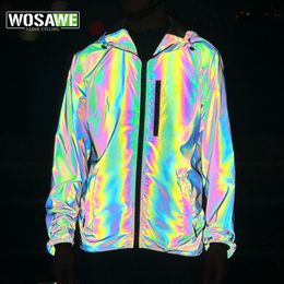 Cycling Jackets WOSAWE Bicycle Jacket Men Spring Summer Full Reflective Windbreaker Women Water Resistant Road Bike Wear Cycling Long Jersey 231201