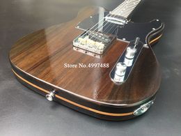 In Stock George All Rosewood Brown Natural Sandwich Electric Guitar Rosewood Body Rosewood Neck 3 Saddle Bridge Vintage Tuners Round Input Jack