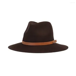 Berets X370 Adult Wool Fedora Hat Woollen Felt Caps Wide-brimmed Jazz Outdoor Travel Warm Concave Shape