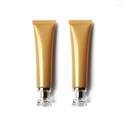 Storage Bottles 40ml Cosmetic Packaging Acrylic Lid Skin Care Sunscreen Facial Cleanser Lotion Refillable Bottle Gold Plastic Squeeze Tube