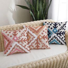 Pillow Soft Boho Cover 45x45cm Blue Orange Pink Chenille For Home Decoration Living Room Bed Sofa Couch