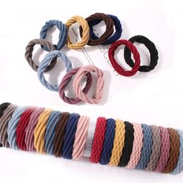 High elastic rubber band for women with hair loops, thick ponytail without seams, headband simple and durable Korean hair rope leather cover