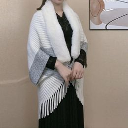 Scarves Evening Gowns Shawl Imitation Cashmere Elegant Women's Winter With Tassel Detailing Plush Knitted For Parties