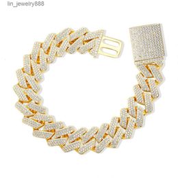 Wholesale hiphop gold plated ice out prong cuban link bracelet