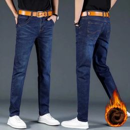 Mens Jeans Winter Thermal Warm Flannel Stretch Quality Famous Brand Fleece Pants Straight Flocking Trousers Denim Jean 231202