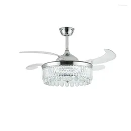 Smart Invisible Fan Lamp Crystal Adjustable Everbright Wind Living Room Ceiling Lights Frequency Conversion Export