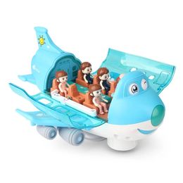 Aircraft Modle Kids Aircraft Led Lights Music Airplane Toys For Children Simulation Inertia Assembled Plane Model Electric Toy Birthday Gift 231202