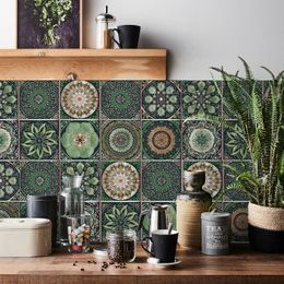 Wall Stickers 24 Pieces Retro Mandala Kitchen SelfAdhesive Waterproof Tile Bathroom Decor Moroccan Pvc Decal Art Mural 231202
