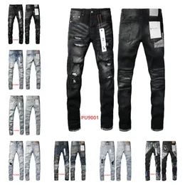 Skinny jeans men's stacked jeans washed distressed blue cow hole patch patchwork leather slim fit elastic small-foot jeans