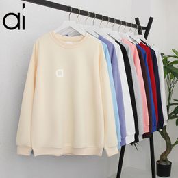 Al Womens Yoga Ceket Kıyafet Sonbahar/Kış Sıcak Büyük Boyu Sweatshirt Sweater Gevşek Uzun Kollu Mahsul Üst Fitness Egzersiz Mürettebat Blon Spor Salonu Out Giyim Bluz Lllll