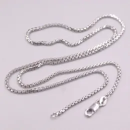 Chains Real 18K White Gold Necklace For Women Round Box Link Chain 1.8mm Width 43cm/16.5inch Stamp Au750