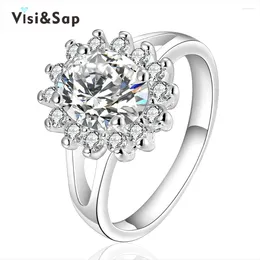 With Side Stones Eleple Sun Flower Rings For Women Jewellery Wedding Bands Brilliant Pear Cubic Zirconia White Gold Colour Ring MSR010