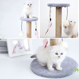 Cat Furniture Scratchers Cat Scratching Post Soft Smooth Plush Natural Sisal Cats Scratching Tree Pet Jumping Tower with Interactive Balls Cat Indoor Toy 231202