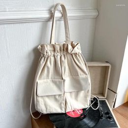 School Bags Casual Korean Women Backpack Light Nylon Drawstring Pocket For Fashion Designer Book Travel Female Shoulder Bag