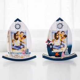 Frames Rocking Picture Frame Sailboat Creative Personality Display Piece Home Accessories Wooden Children's Po Frame 231202
