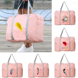 Duffel Bags Travel Bag Fashion Unisex Outdoor Camping Handbag Foldable Luggage Toiletries Organizer Feather Print Zipper Accessories