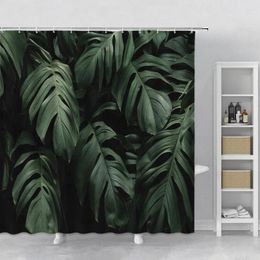 Shower Curtains 3D Plant Leaves Curtain Set Aesthetic For The Room Bathroom Home Toilet Decor Polyester Fabric With Hooks