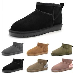 2024 Damen Mini-Schnee-Overknee-Stiefel, klassisches Wildleder, warm halten, Plüsch, Kastanie, Grau, Rosa, Herren und Damen, 5822, Designer-Ankle-Booties, Hausschuhe, Schuhe 36–41