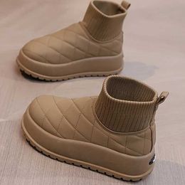 Women Argyle Quilted Round Toe Winter Snow Boots Thick-soled Platform Lightweight Ankle Boots For Outdoor Walking