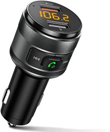 جهاز إرسال Bluetooth 5.0 FM للسيارة اللاسلكية FM Radio Adapter Adapter Music Player FM Transmitter/Car Kit مع اتصال خالي من اليدين وشاحن منافذ USB دعم USB Drive