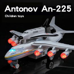 Aircraft Modle Scale 1 365 Soviet Union Antonov An-225 Mriya Transport Plane Diecast Model Metal Aircraft Collection Sound Light Toy For Kids 231202