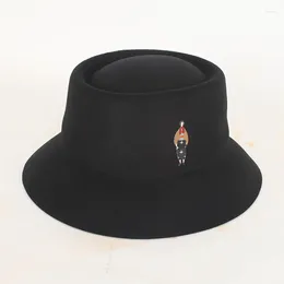 Berets Fashion Bucket Hat Concave Top Fedora Wool Felt Autumn Winter Men Women Trilby Jewish Fedoras