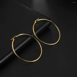 Hoop Earrings Stainless Steel Big Round Circle Glossy Minimalist Trendy High Quality For Women Earring Jewellery Gifts Daily Wear