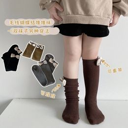 Kids Socks Children's Midtube Girls' Calf Spring Fall Bow Lolita Style Baby Girls Mori Tie Pile Wholesale Leg Warmers 231202