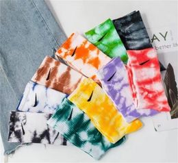 Wholesale Socks, Men's Socks, Women's Pure Cotton, 10 Color Sports Couple Socks, Letter Colored Tie Dyed Print, One Size Five Pair Set, z11