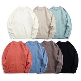 Men's Sweaters 7 Solid Colour Woman Sweater Men Pullover Knitted Autumn Round Neck Fashion Casual Loose Vintage Knitwear Tops 231202