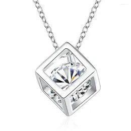 Pendant Necklaces Charms Wedding Silver Colour Cute Lady Women Necklace Crystal Stone Jewellery Fashion