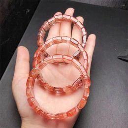 Link Bracelets Natural Red Fire Quartz Hematoid Bracelet Jewellery For Woman Man Fengshui Healing Wealth Beads Crystal Gift 1pcs